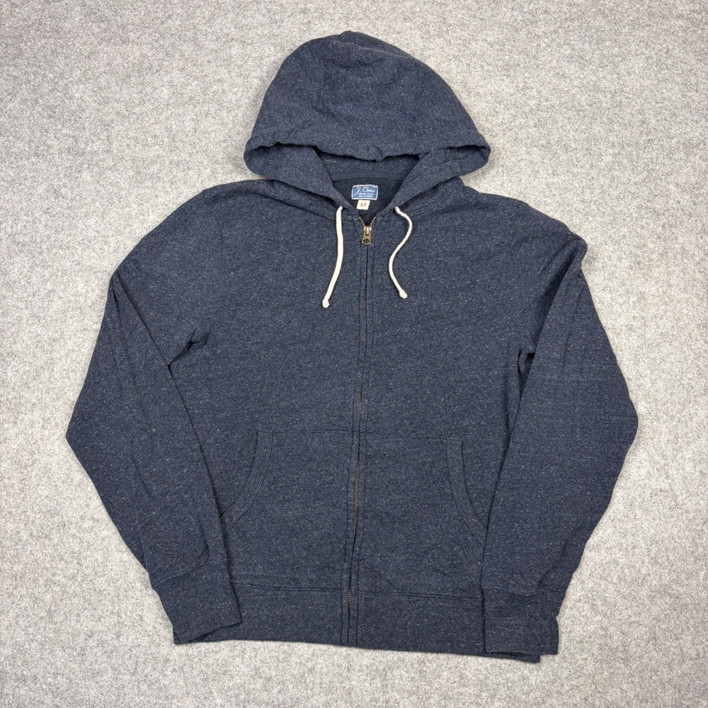 J.Crew Vintage Fleece Full Zip Hoodie Mens Medium Navy Blue Heather Sweatshirt